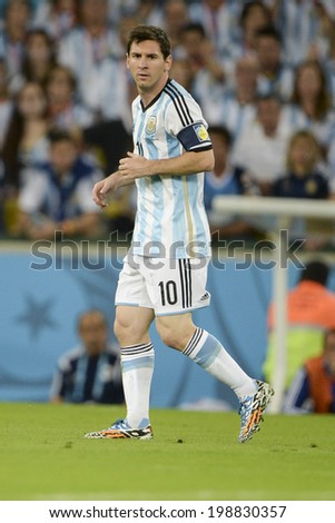 RIO DE JANEIRO, BRAZIL - June 15, 2014: Lionel MESSI during the 2014 World Cup Group F game 2014 World Cup Group F game between Argentina and Bosnia at Maracana Stadium.