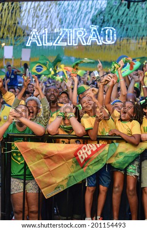 RIO DE JANEIRO, BRAZIL - JUNE 24, 2014: People celebrate at the Alzirao, the \