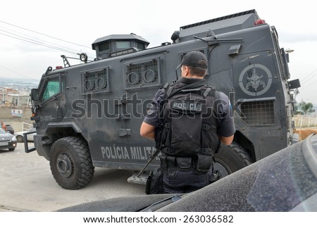 RIO DE JANEIRO, RJ/Brazil - MARCH 21, 2015 -  Policing in the German community in the city of Rio de Janeiro, after a day of shooting