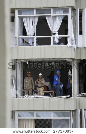 RIO DE JANEIRO, RJ - BRAZIL, MAY, 18, 2015 - Gas leak causes explosion in an apartment in the neighborhood of Sao Conrado, prime area of the city, leaving four wounded, one gravely. It happened at 06h
