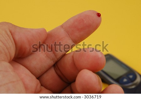 Taking off finger tip. To make glicemia test