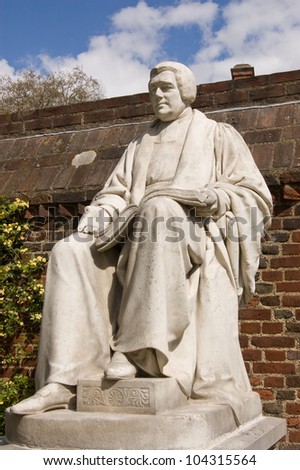 Statue of the former Headmaster Joseph Goodall (1760 - 1840).  Provost of Eton College and latin scholar.  Eton College, Windsor, Berkshire.