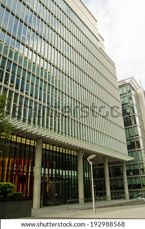 LONDON, ENGLAND - MAY 15, 2014:  Headquarters of the pharmaceutical company AstraZeneca in London, currently subject of a takeover battle by Pfizer.
