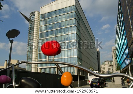 LONDON, ENGLAND - MAY 15, 2014: London Headquarters of the pharmaceutical company Astra Zeneca in Paddington.  The drug manufacturer is currently the subject of a takeover bid by Pfizer.