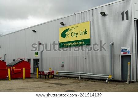 BASINGSTOKE, UK - DECEMBER 27, 2014:  Basingstoke depot of delivery company City Link. The company was put in the hands of receivers on Christmas Eve with most staff made redundant on New Year\'s Eve.
