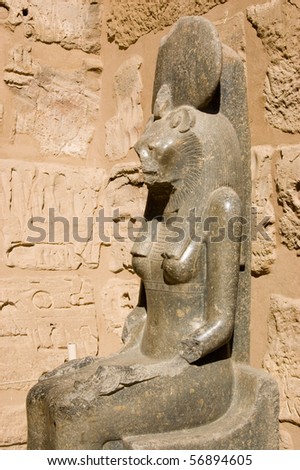 Sekhmet goddess statue A large marble statue of the ancient egyptian goddess sekhmet.  This lioness faced goddess statue is at the temple of Medinet Habu on the West bank of the Nile at Luxor, Egypt