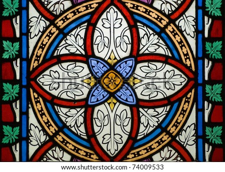 Abstract pattern made in stained glass. Victorian stained glass window.