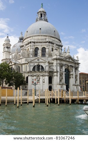 View from the Grand Canal of the magnificent church of Santa Maria Della Salute, Venice, Italy.