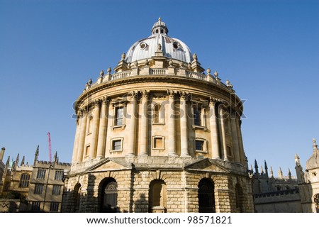 The famous round Radcliffe Camera, part of Oxford University. Home to the science library.