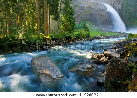 Krimmler (Krimml) waterfall. Highest fall in Austria (Tirol) - Alps beautiful mountain, Hohe Tauern national park