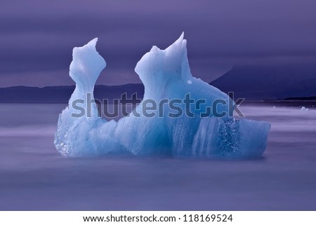 Iceberg from the famous Jokulsarlon (JÃ?Â¶kulsÃ?Â¡rlÃ?Â³n) glacier lake in Iceland (Island) - icebergs originate from the Vatnajokull float. Location was used for various action movies (like most of Iceland).
