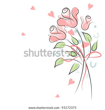 stock vector Rose wedding background with confetti