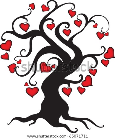 Tree With Hearts Stock Vector Illustration 65071711 : Shutterstock