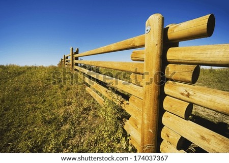 Alberta, Canada; A Wooden Rail Fence