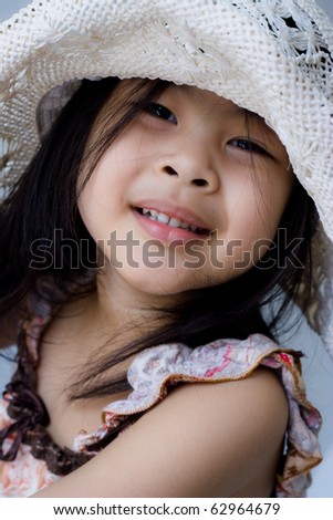 Portrait little asia girl agape