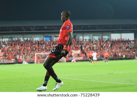 THAILAND- APRIL 12 :K.Christian in AFC CUP Group G between Muang Thong utd (Red) & Victory sc (white) on April 12, 2011 at Yamaha Stadium Bkk,Thailand