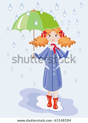 Girl with umbrella under the rain.