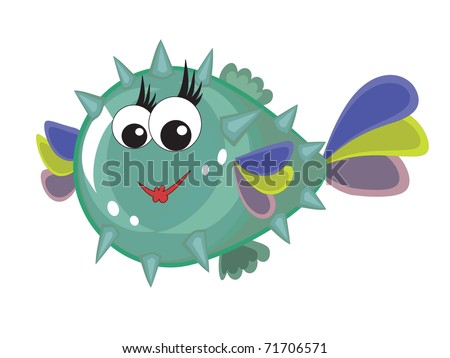 puffer fish cartoon. Cartoon pufferfish or