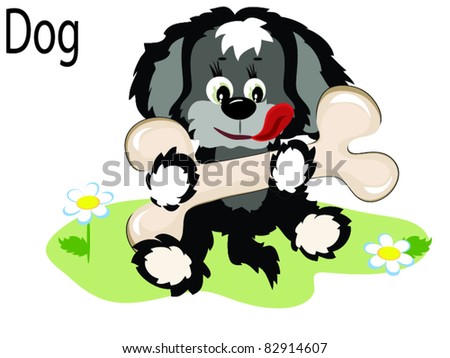 Vector animal dog with bone