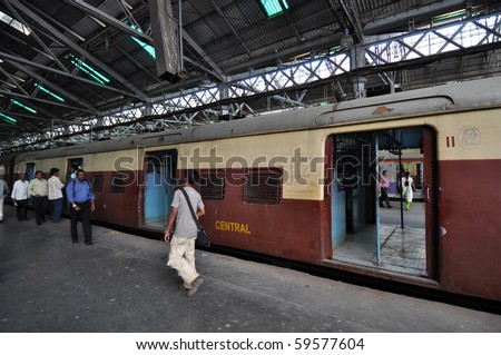 MUMBAI, INDIA - NOVEMBER 5: Train reserved only for ladies stops at Chhatrapati Shivaji Terminus (CST) on November 5, 2009 in Mumbai. CST is one of the busiest railway stations in India.