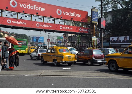 KOLKATA, WEST BENGAL, INDIA - OCT 27: Cars stop in heavy traffic jam on busy street in Kolkata on October 27, 2009 in Kolkata, India. Heavy traffic in Kolkata cause serious problem for all Kolkata citizens.