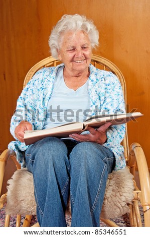 Portrait of a senior woman in rocking chair.