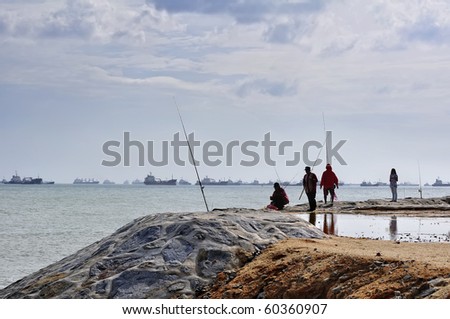 Singapore Pictures Beach on Fishing At Singapore Changi Beach Stock Photo 60360907   Shutterstock