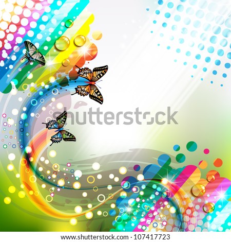 Colorful Butterflies on Vector Illustration  Colorful Abstract Background With Butterflies