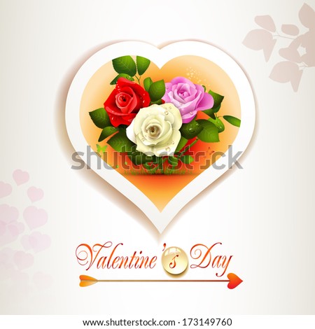 Valentine\'s day card with hearts and roses