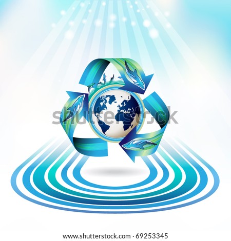 stock vector : Ecology icon with dolphins, recycle water, How To Recycle Water. stock vector : Ecology icon with dolphins, recycle water,