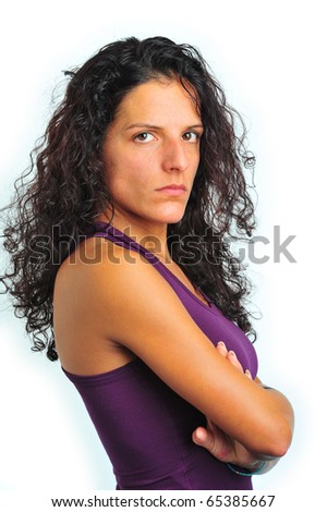 stock photo young model angry crossing arms