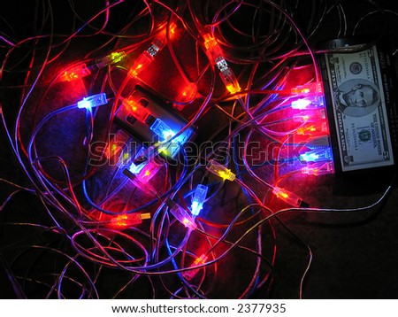 Computers, connection, cord, USB, HUB, light, dark