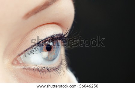 Close-up photo of the human eye on a dark background