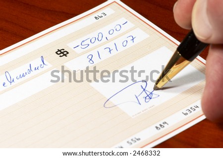 signing a bank check
