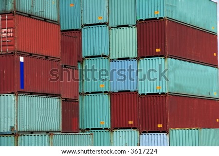 Stack of Sea Container in the port of Hamburg. It is the central hub for trade with Eastern and Northern Europe.