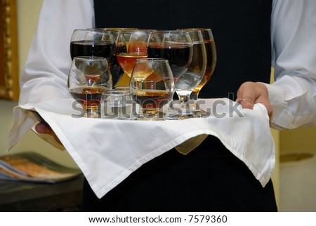 drinks in an assortment on a tray