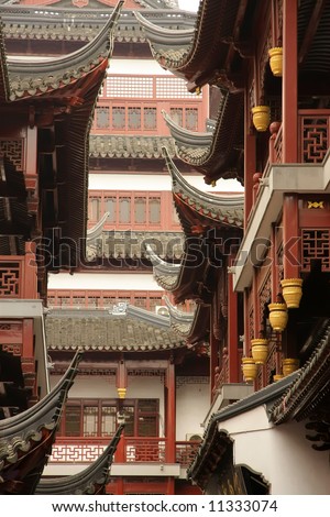 Traditional China Architecture - \'China Town\' roofs - Shanghai, China