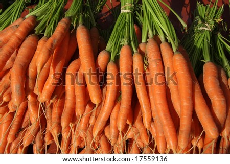 Fresh, organically grown carrots at a farmer\'s market - with a little raw dirt