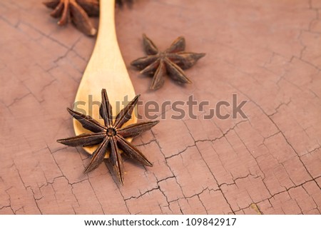 natural herb spice of star anise closeup