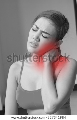 woman suffering from neck pain, injury