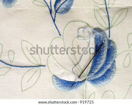 Embroidery (detail). Blue and white design, Russia (I\'m creator)