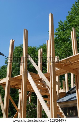 Wooden structure used in reconstruction of building
