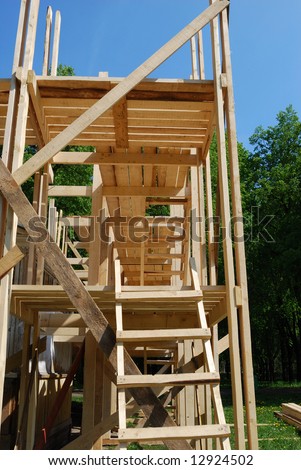 Wooden structure used in reconstruction of building
