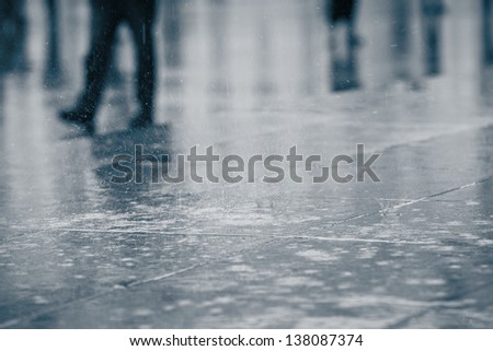 Rain in the city - selective focus