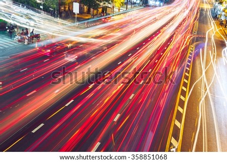 Busy street at the night - Bangkok, Thailand