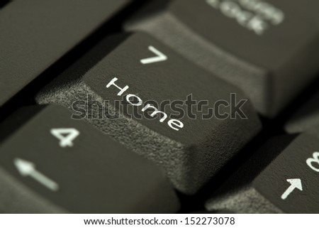 Detail of home button on computer keyboard, narrow focus