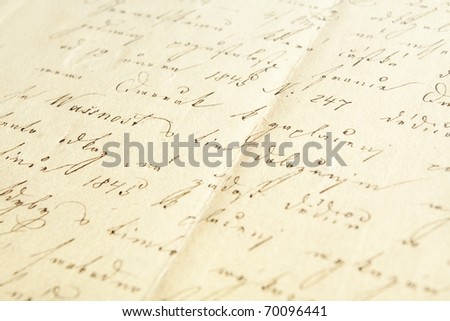 Hand writing on very old paper