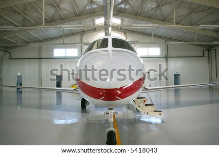 plane in a hangar