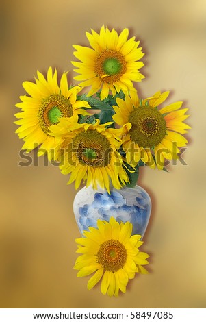 a bouquet of sunflowers in a jar