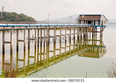 water pump station in bangphra pond, Chonburi East of Thailand